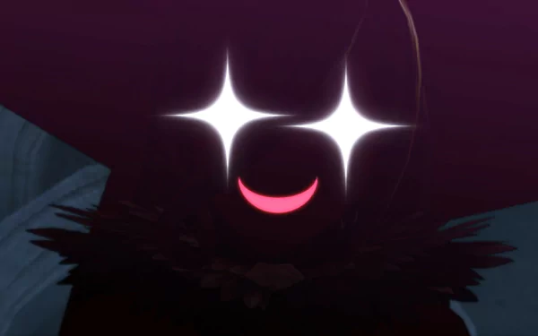 HD PC desktop wallpaper featuring a dark, shadowy character with glowing eyes and a mischievous smile from the video game Tales of Berseria.