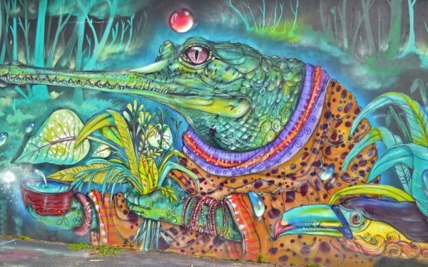 Artistic Graffiti Alligator Urban Art HD Wallpaper | Background Image