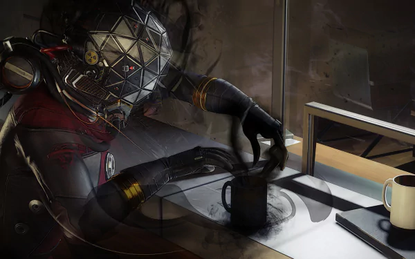 HD PC desktop wallpaper featuring a scene from the video game Prey, showing a suited character interacting with a device in a dark, atmospheric setting.
