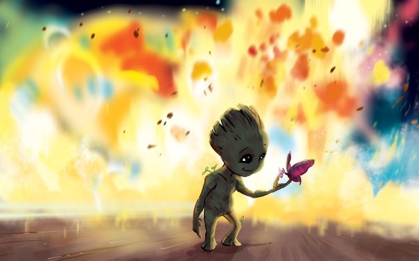 Movie Guardians of the Galaxy Vol. 2 Groot Baby Groot Butterfly HD Wallpaper | Background Image