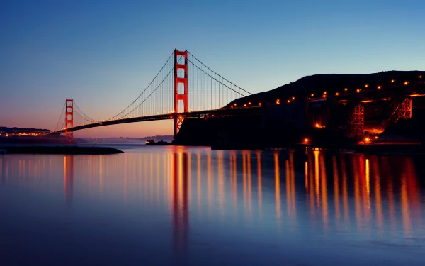 reflection night bridge man made Golden Gate HD Desktop Wallpaper | Background Image