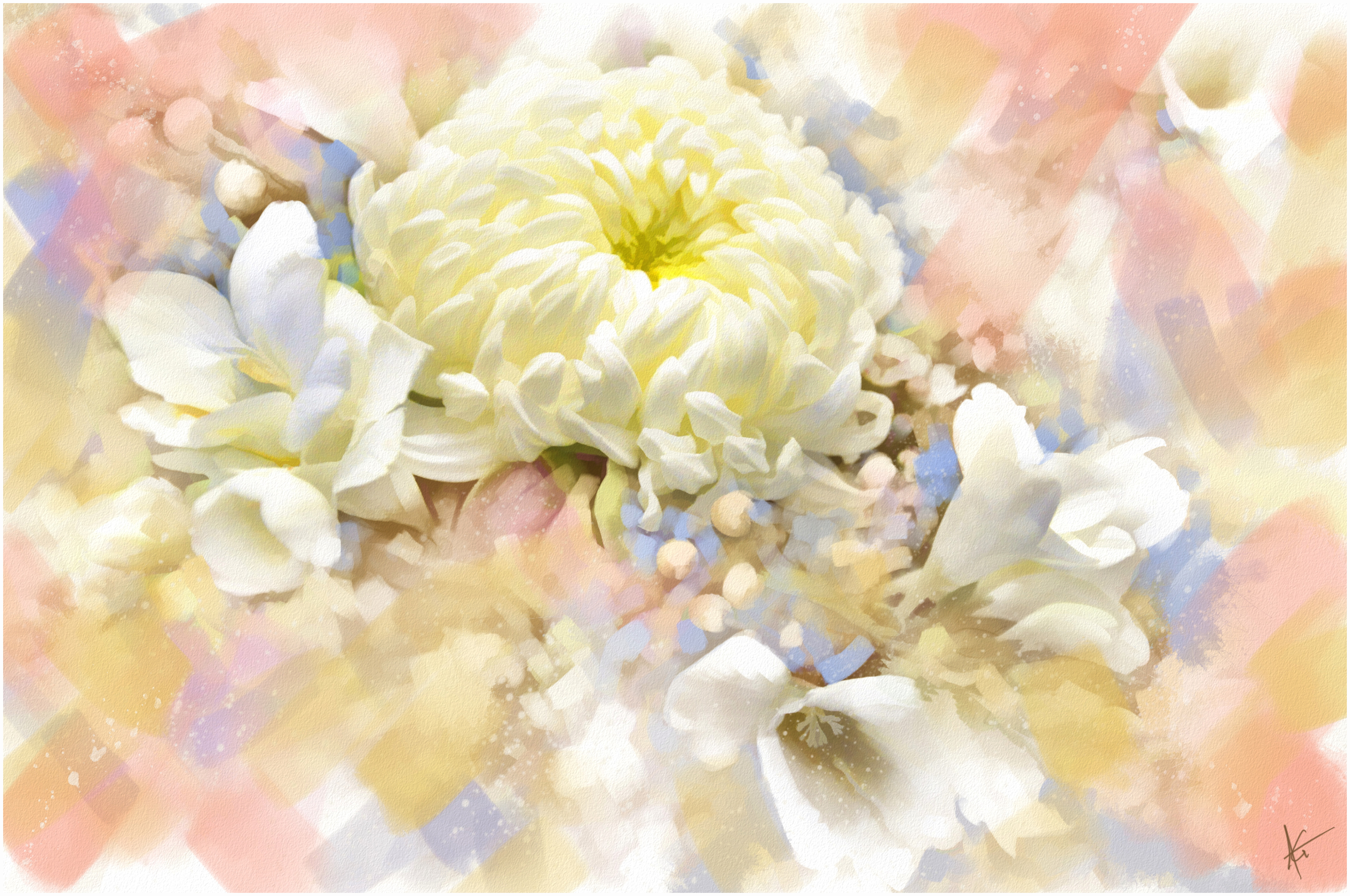 Chrysanthemum Painting by Alberto Guillen
