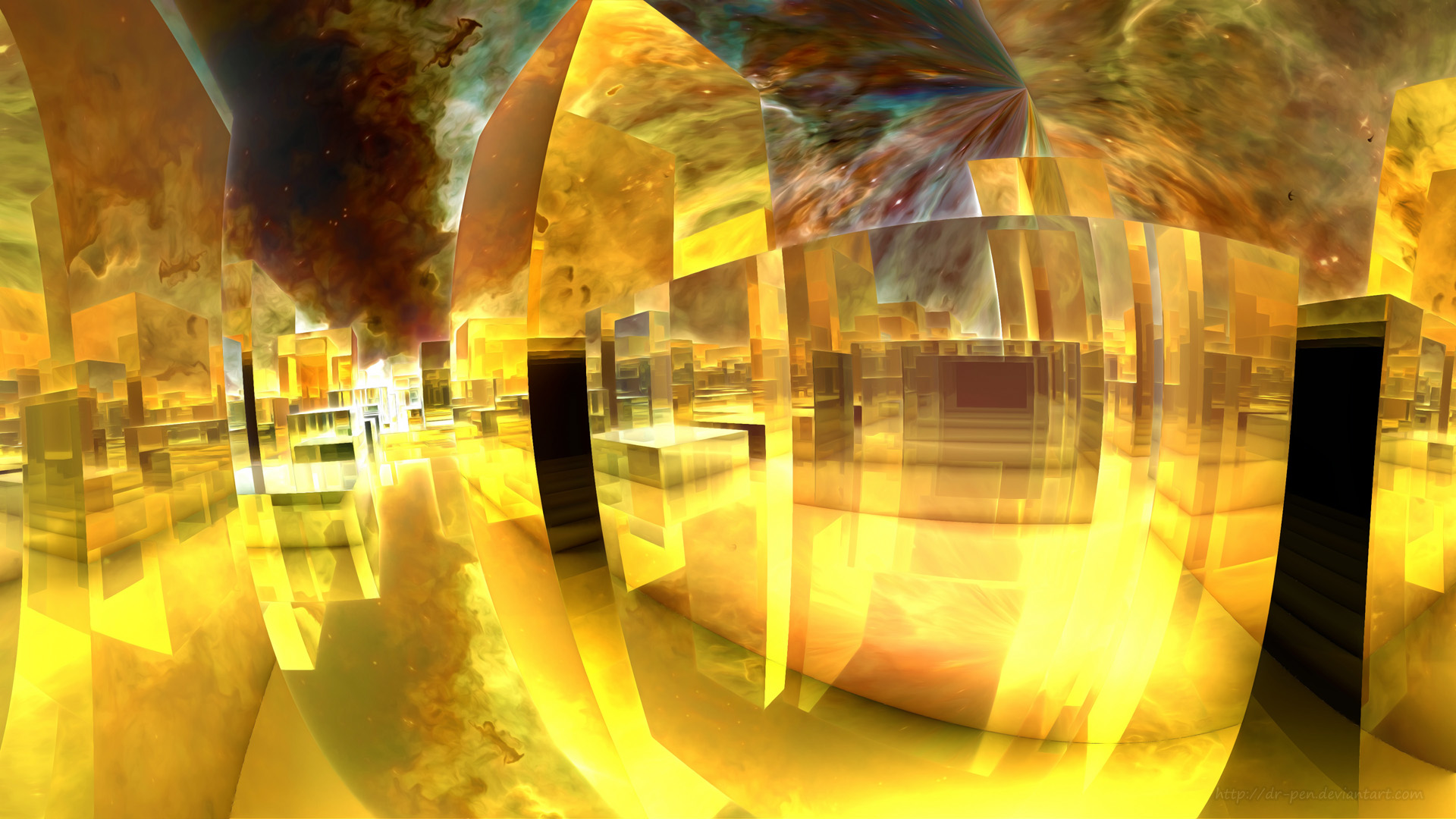 Golden Space City - 3d Fractal Art by Dr-Pen