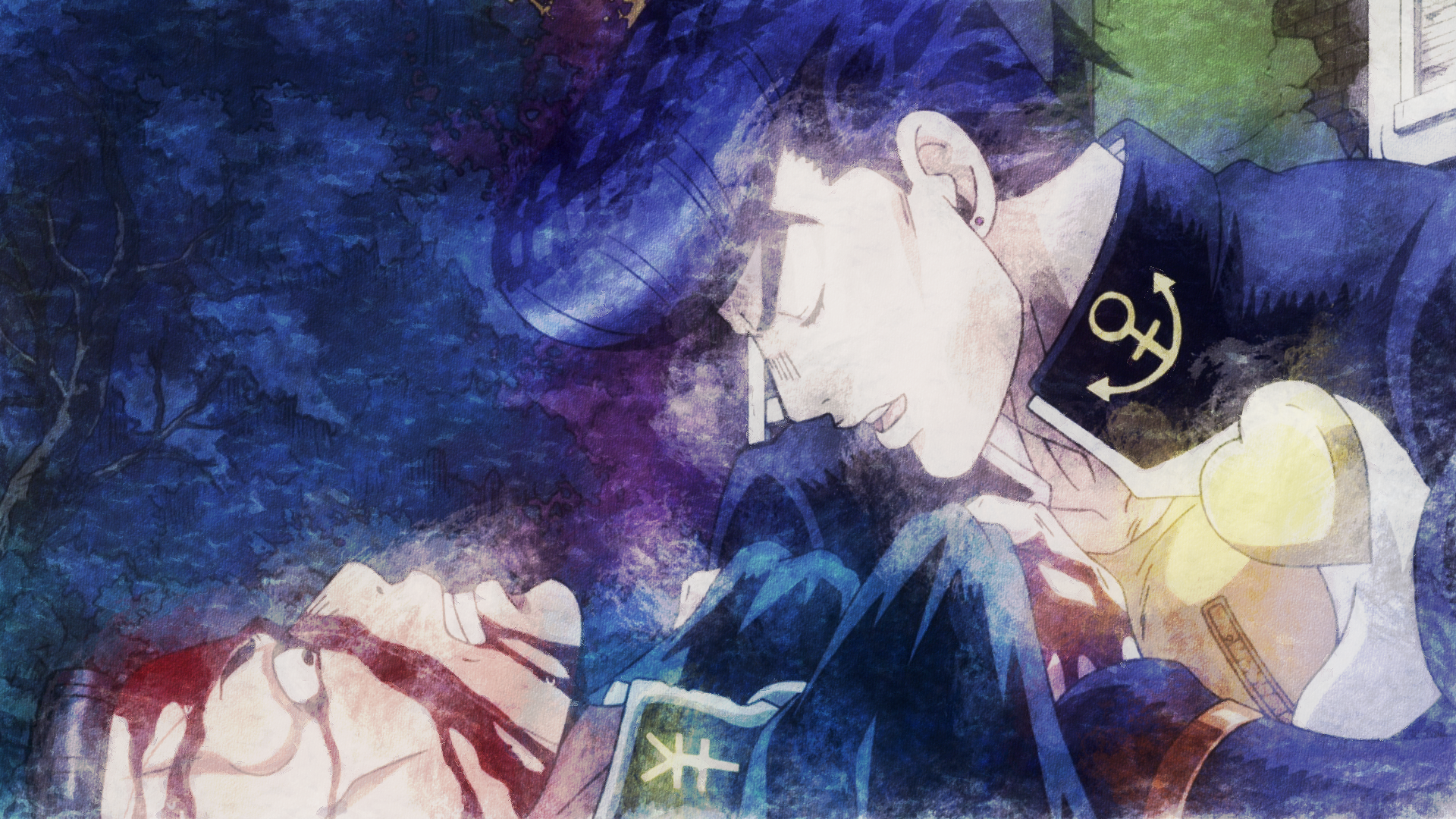 Download Okuyasu Nijimura Josuke Higashikata Anime Jojo's Bizarre Adventure HD Wallpaper by Terumi Nishii