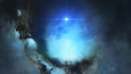 HD PC desktop wallpaper from the video game Endless Space 2, featuring a bright star surrounded by colorful cosmic clouds and deep space elements.