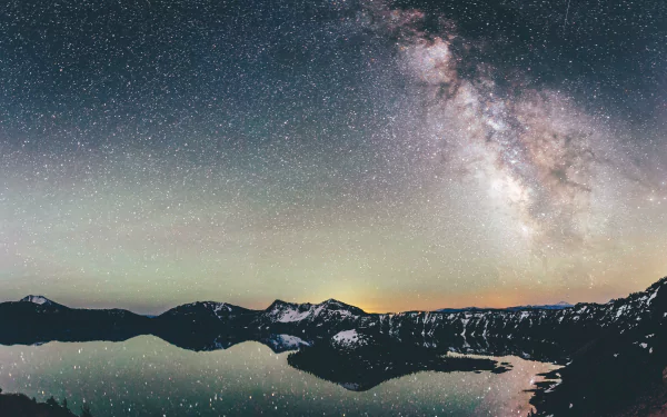 sky nature night reflection lake Oregon Crater Lake Sci Fi Milky Way HD Desktop Wallpaper | Background Image