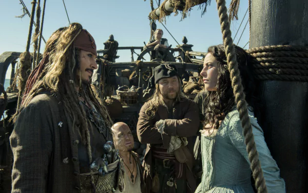 Carina Smyth Kaya Scodelario Jack Sparrow Johnny Depp movie Pirates Of The Caribbean: Dead Men Tell No Tales HD Desktop Wallpaper | Background Image