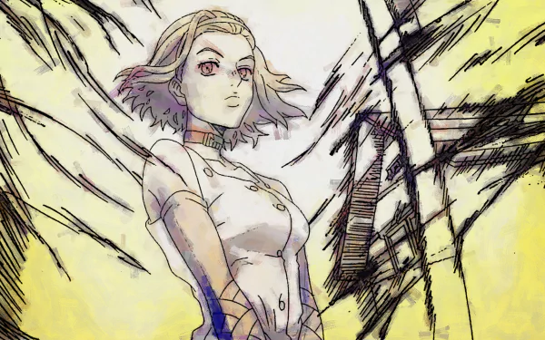 HD wallpaper featuring Reimi Sugimoto from Jojo's Bizarre Adventure: Diamond Is Unbreakable. The anime character is depicted with a determined expression, against an abstract, dynamic background.