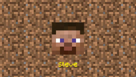 4K Ultra HD Minecraft wallpaper featuring a pixelated Steve character head embedded in a dirt block background, designed for PC desktops.