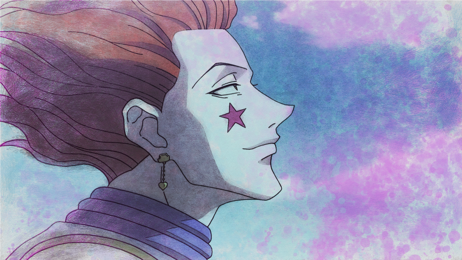 Wallpaper card, black background, hunter, Hisoka, Hunter x hunter