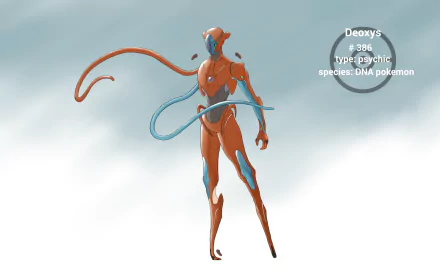 HD desktop wallpaper featuring the Pokémon Deoxys, a psychic-type DNA Pokémon, against a cloudy backdrop.