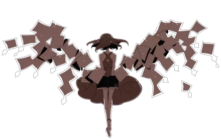 An 8K Ultra HD anime desktop wallpaper featuring a stylized character from Mawaru Penguindrum with fragmented, wing-like shapes extending behind them.