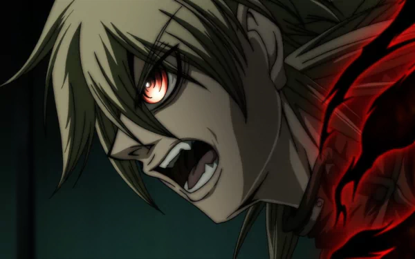 HD anime wallpaper featuring Seras Victoria as a fierce vampire from the dark, intense world of Hellsing.