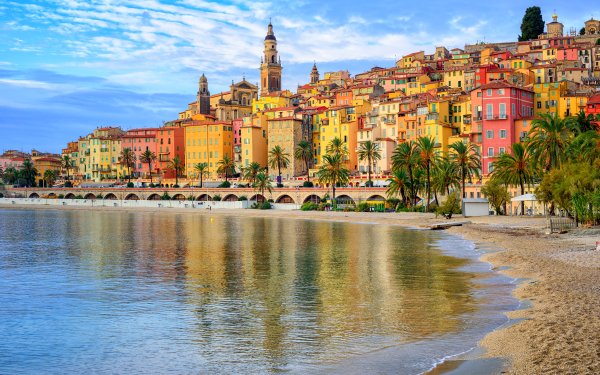 Man Made Town Towns House Architecture French Riviera Beach HD Wallpaper | Background Image
