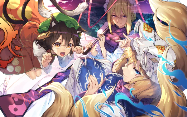 Yukari Yakumo Ran Yakumo Chen (Touhou) Anime Touhou HD Desktop Wallpaper | Background Image