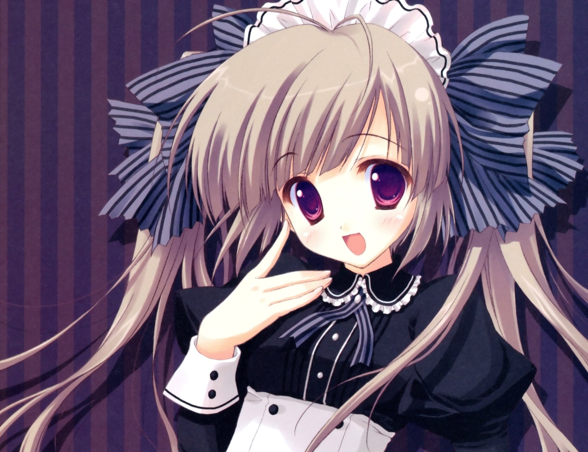 Download Ribbon Smile Purple Eyes Anime Original HD Wallpaper by ryohka