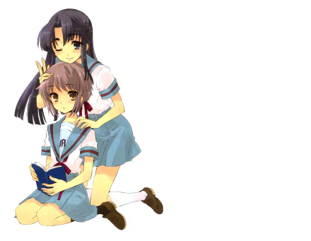Ryōko Asakura Yuki Nagato Anime The Melancholy of Haruhi Suzumiya HD Desktop Wallpaper | Background Image