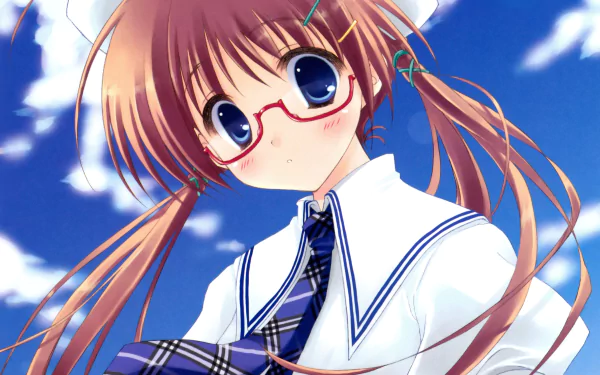 schoolgirl twintails glasses Anime Original HD Desktop Wallpaper | Background Image