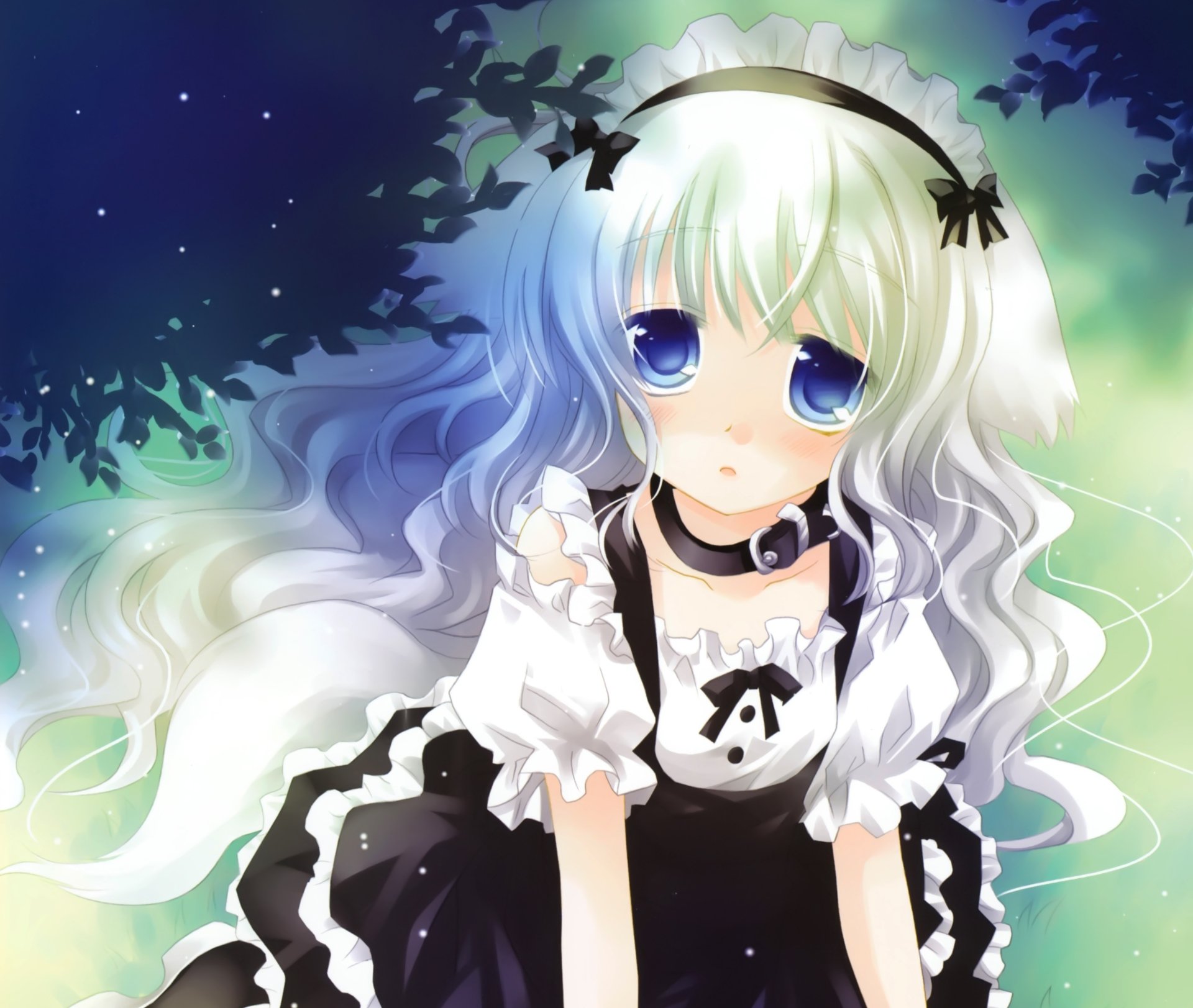 Download Grey Hair Blush Blue Hair Ribbon Long Hair Blue Eyes Anime Original 4k Ultra HD Wallpaper by Sakurazawa Izumi