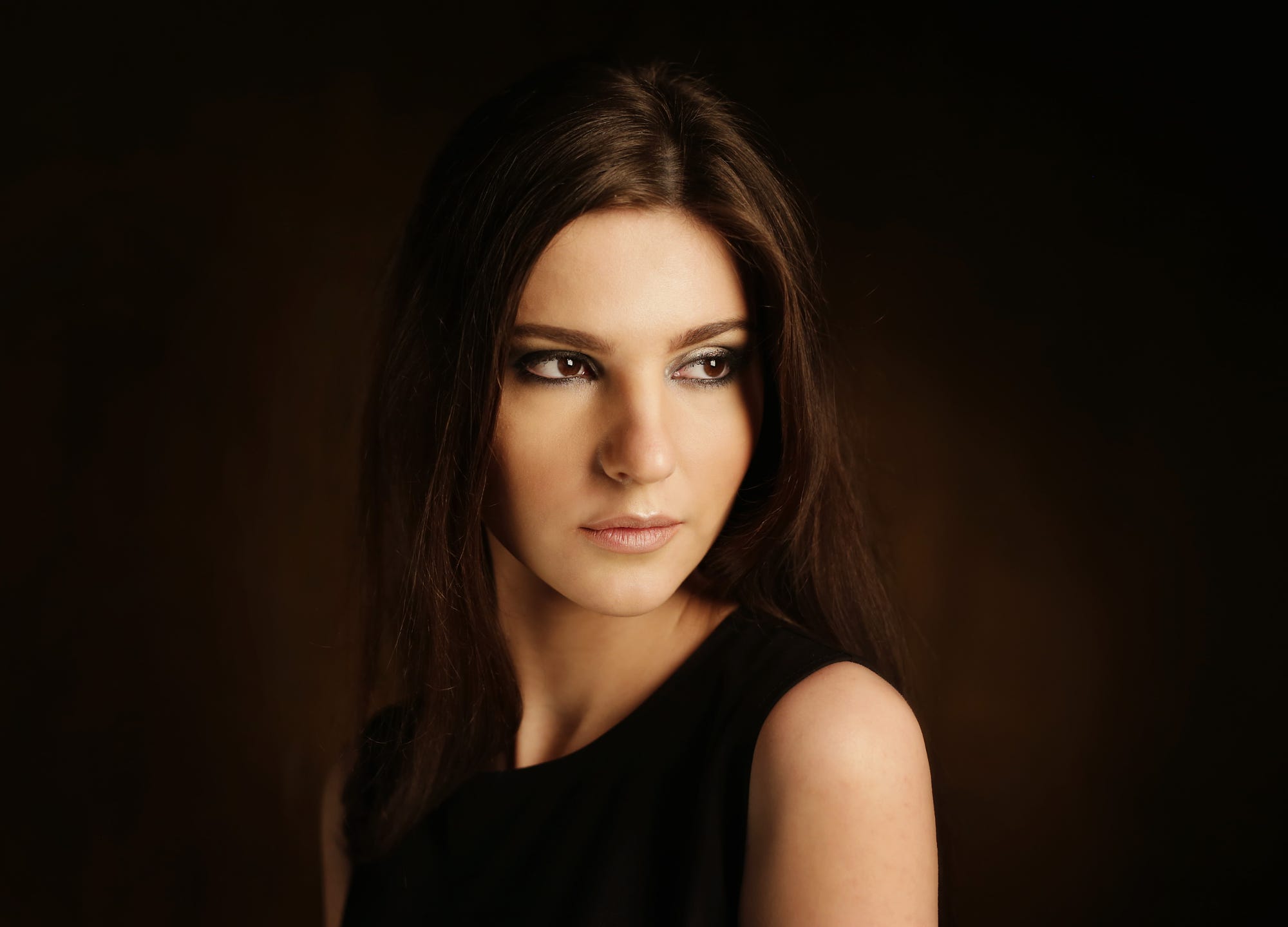 Download Brown Eyes Face Brunette Woman Model HD Wallpaper by Alex Rimsky