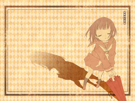 umbrella brown hair short hair Anime Original HD Desktop Wallpaper | Background Image