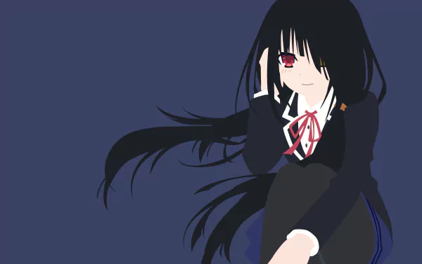 HD desktop wallpaper featuring Kurumi Tokisaki from Date A Live. The anime character is depicted in a simplified, minimalist style against a solid dark background.
