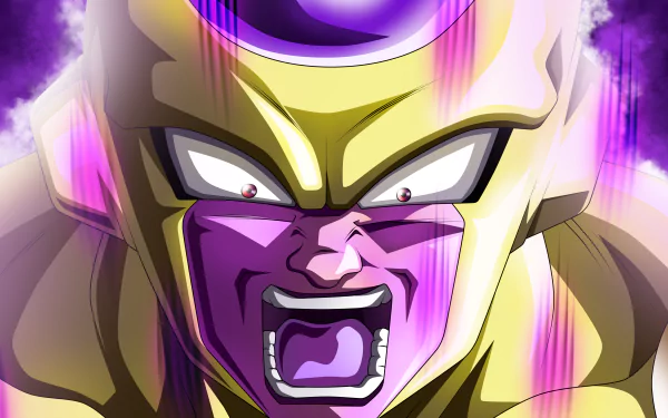 HD desktop wallpaper of Frieza from Dragon Ball Super, showcasing an intense and powerful expression with vibrant colors and dynamic energy.