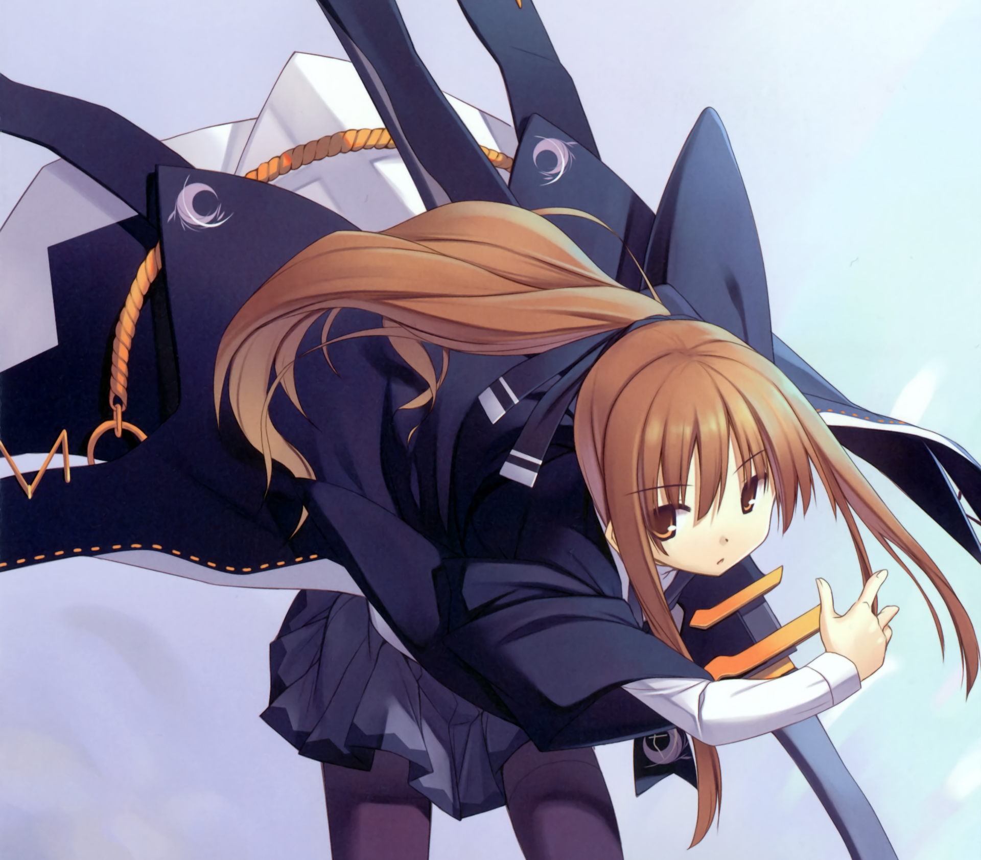 Download Bow (Clothing) Brown Eyes Long Hair Brown Hair Ponytail Anime Original HD Wallpaper by Poco (Asahiage)