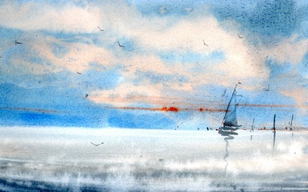 Artistic Watercolor Boat Painting HD Wallpaper | Background Image