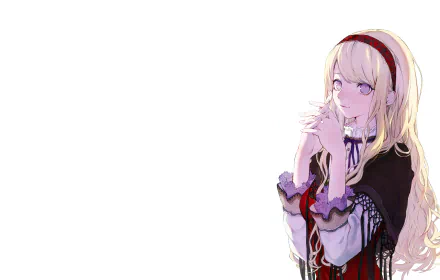 smile purple eyes blonde long hair Anime Original HD Desktop Wallpaper | Background Image