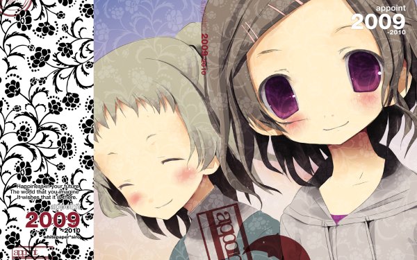 Anime Original Smile Purple Eyes Blush Short Hair Brown Hair Grey Hair HD Wallpaper | Background Image