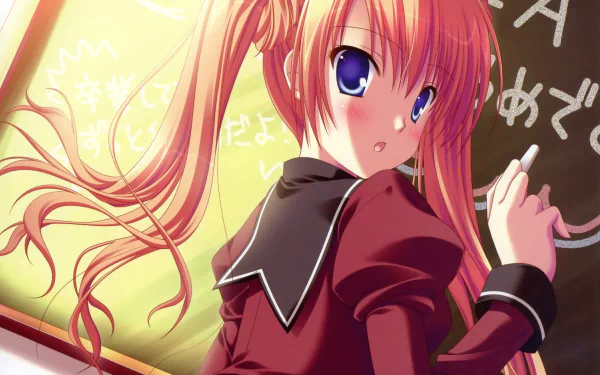 twintails blush chalk blue eyes blonde long hair Anime Original HD Desktop Wallpaper | Background Image