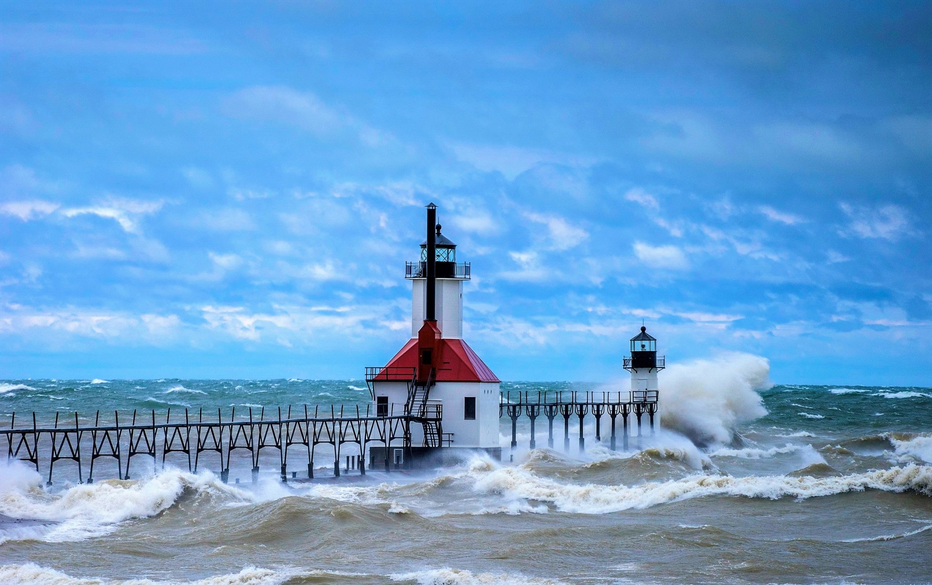 Download Horizon Storm Wave Sea Ocean Man Made Lighthouse HD Wallpaper   Thumb 1920 848993 