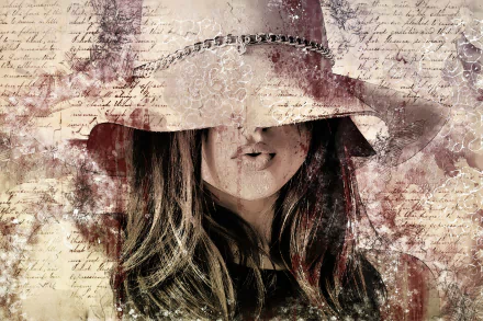 hat drawing postcard woman artistic HD Desktop Wallpaper | Background Image