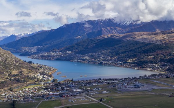 Man Made Queenstown (New Zealand) Cities New Zealand Mountain Landscape Cloud Scenery HD Wallpaper | Background Image