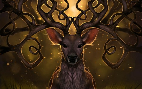 Fantasy Deer Fantasy Animals Buck Sparkles Antler HD Wallpaper | Background Image