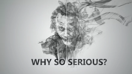 HD PC desktop wallpaper featuring a smoky, split-image of the Joker from The Dark Knight with the text Why So Serious? in a monochrome style.