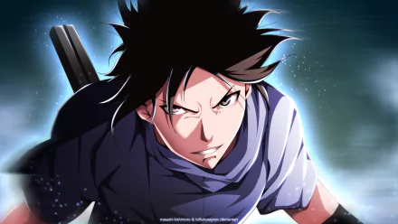 HD PC desktop wallpaper featuring Sasuke Uchiha from the anime Naruto, depicted with intense expression and dynamic lighting.