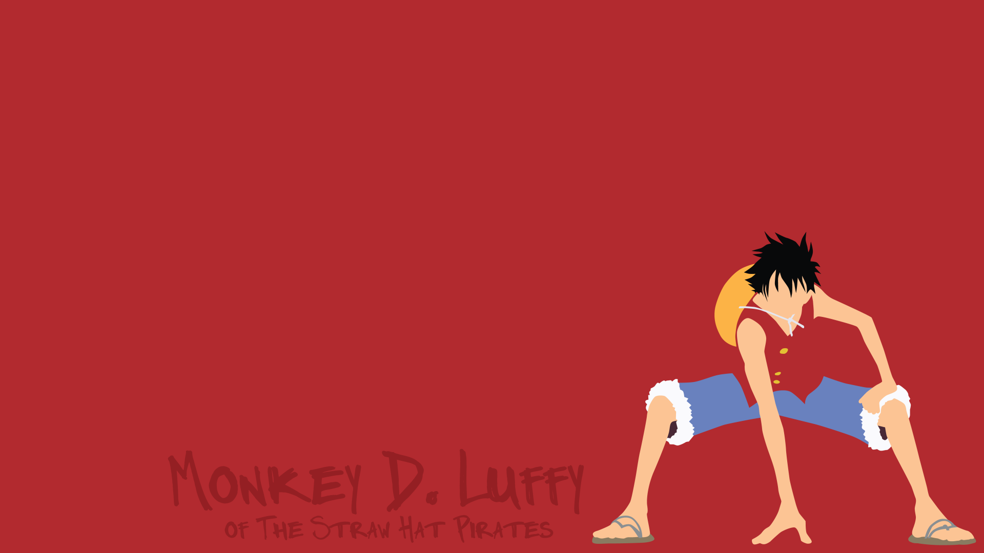 Monkey D. Luffy from One Piece in a dynamic pose on a red background, designed as an 8K Ultra HD PC desktop wallpaper.