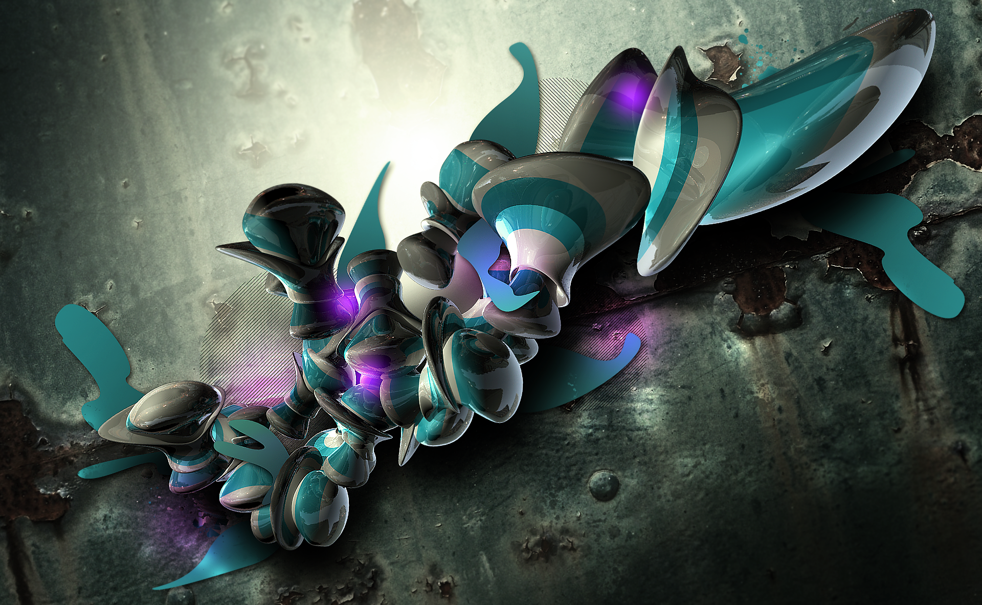 Download CGI Purple Grey Blue Shapes Abstract 3D Abstract Blue Abstract Purple HD Wallpaper