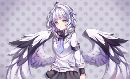 white eyes wings white hair Anime Original HD Desktop Wallpaper | Background Image