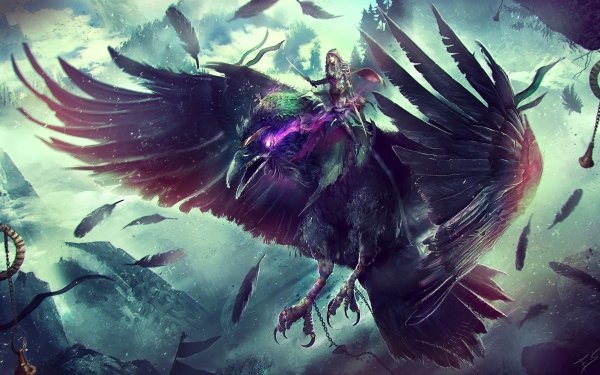 Video Game World Of Warcraft Warcraft Bird Crow Feather Woman Warrior Dagger HD Wallpaper | Background Image