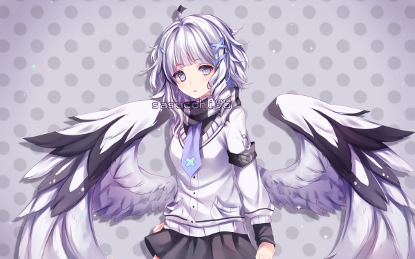 Anime Original White Hair Wings White Eyes HD Wallpaper | Background Image