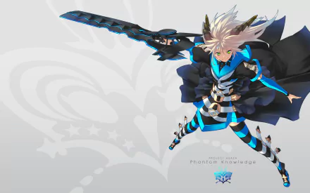 HD PC wallpaper featuring Otori Kohaku from the Vocaloid universe, with a dynamic pose and futuristic blue and black outfit in an anime style.