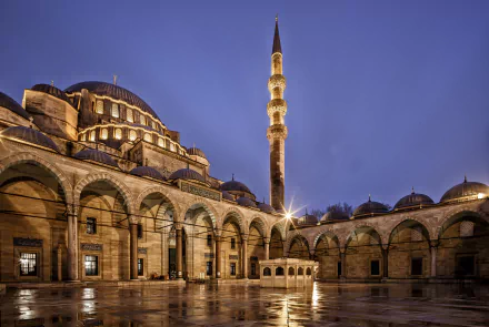 Istanbul building dome night architecture mosque religious Süleymaniye Mosque HD Desktop Wallpaper | Background Image