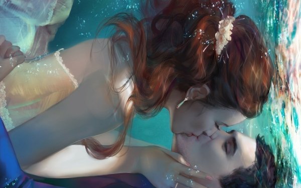 Fantaisie Amour Kiss Couple Sous l'eau Brown Hair Fond d'écran HD | Image