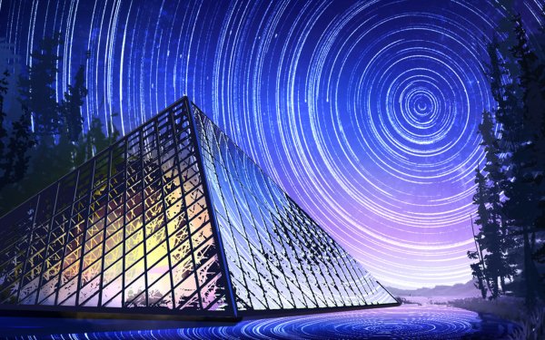 Anime Original Pyramid Comet Night Light Reflection HD Wallpaper | Background Image