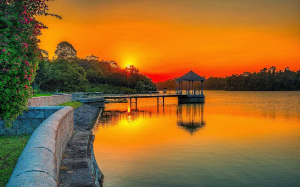  Gazebo on the Lake at Sunset