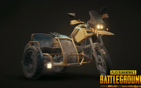 HD wallpaper of a motorcycle from PlayerUnknown's Battlegrounds against a dark background.