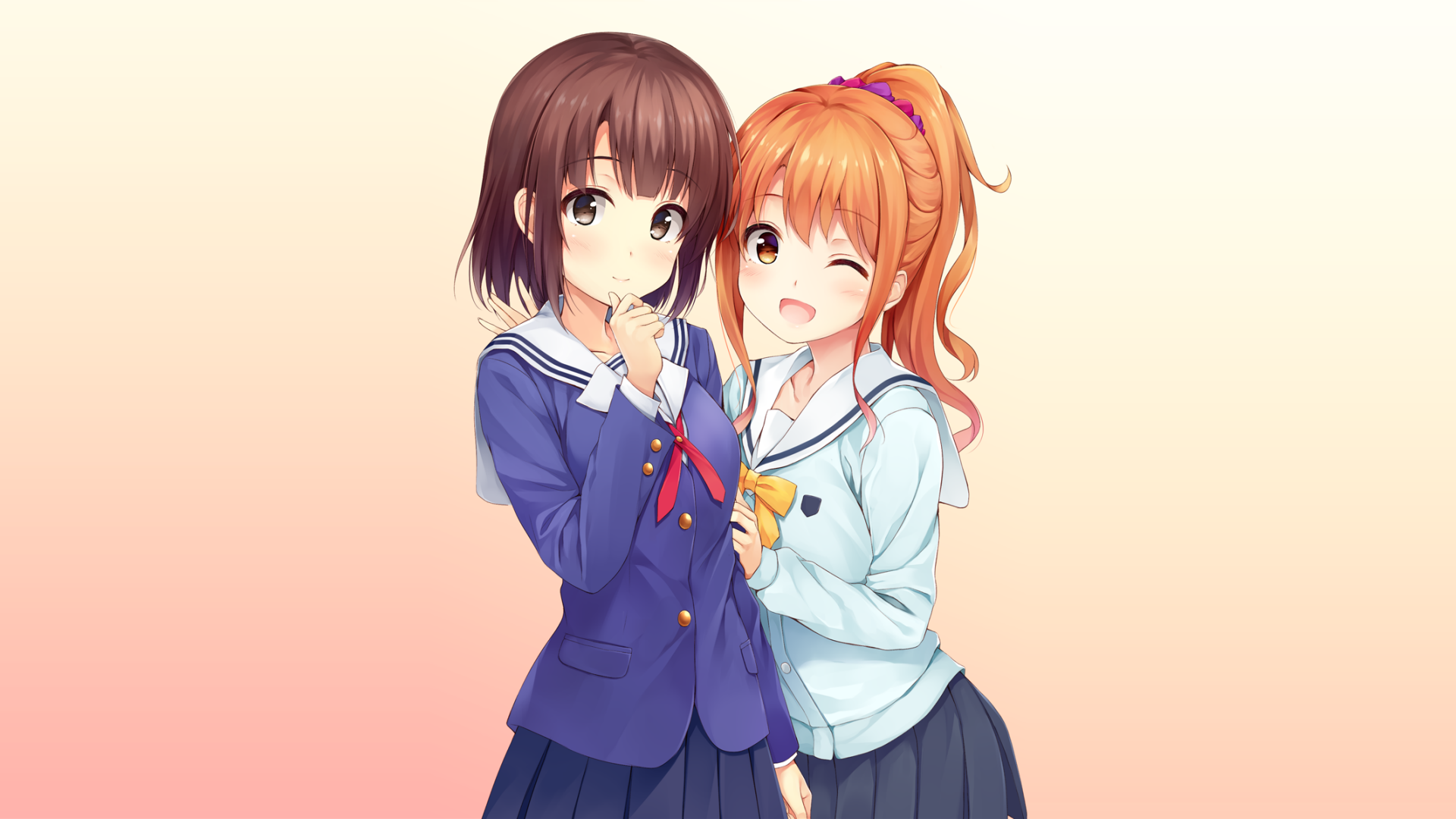 HD desktop wallpaper featuring Megumi Katō from Saekano: How to Raise a Boring Girlfriend and Megumi Jinno from EroManga-Sensei in a cheerful crossover anime scene.